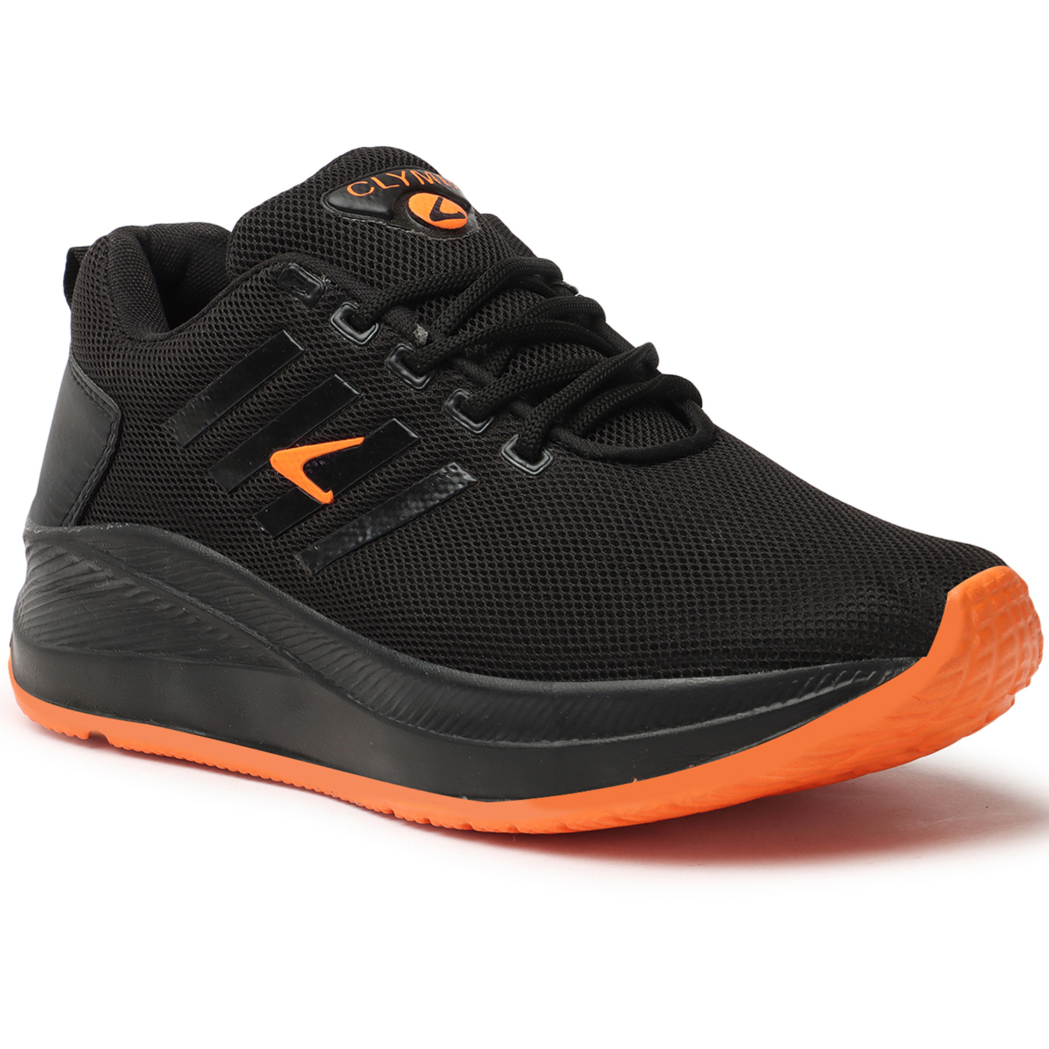 Clymb Men's Jimmy Black Orange Mesh Lace-Ups Walking/Outdoor/Gym & Traning/Running Sports Shoes